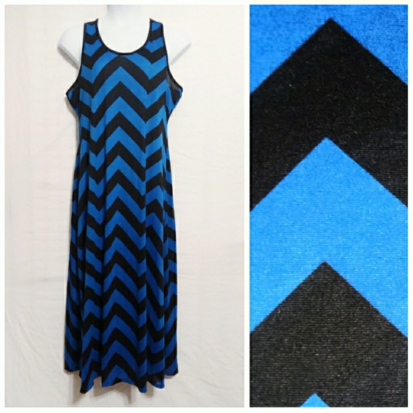 Faded Glory Dresses & Skirts - Black And Blue Chevron Maxi Dress